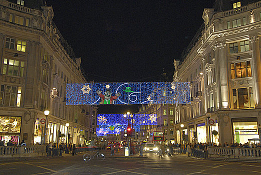 英格兰,伦敦,牛津,马戏团,圣诞灯光,连通,街道,牛津街