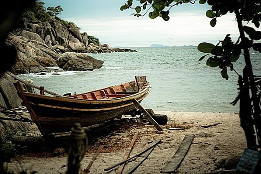 船,海岸,泰国
