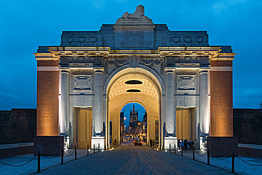 光亮,大门,黎明,凯旋门,英国,战争纪念碑,第一次世界大战,伊普,西佛兰德省,比利时,欧洲