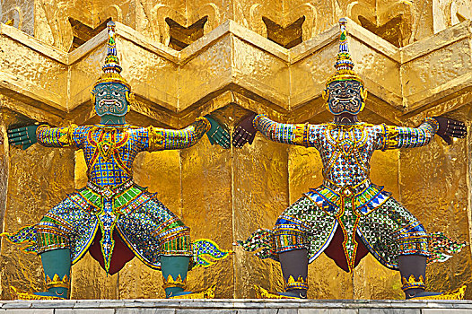 魔鬼,监护,塑像,寺院,曼谷,泰国