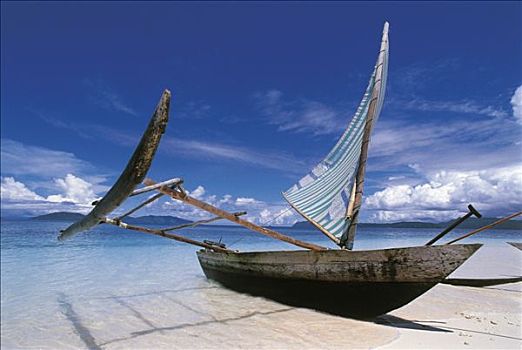 印度尼西亚,岛屿,传统,船,海滩