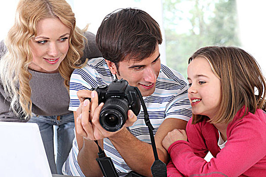 家庭,看,照相,摄影,显示屏