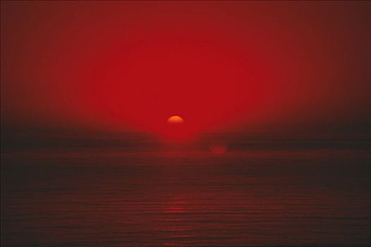 红色,日落,上方,地中海,伊比沙岛
