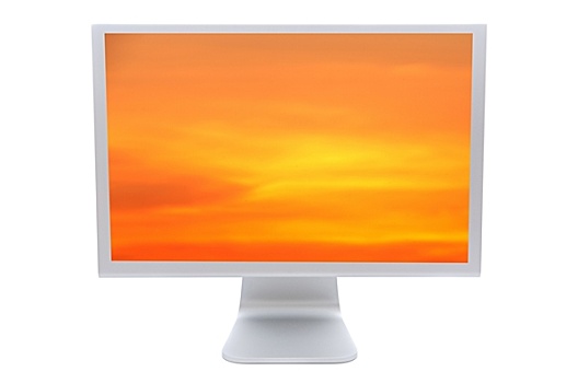 电脑显示器,橙色天空