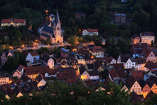 老城,教堂,圣母,库姆巴赫,上弗兰科尼亚,巴伐利亚,德国,欧洲