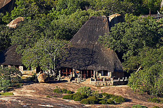 大,洞穴,露营,浑然一体,花冈岩,地层出露,山,靠近,津巴布韦,非洲