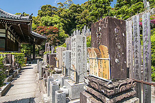 老,墓穴,墓石,死亡,佛教,墓地,楼上,后面,庙宇,古老,京都,日本