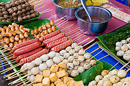 泰国食品,棍,曼谷,泰国