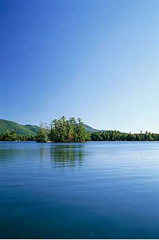 岛屿,乔治湖,阿迪朗达克州立公园,纽约,美国