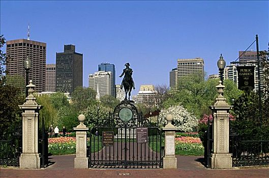 雕塑,花园,乔治-华盛顿,波士顿公共公园,波士顿,马萨诸塞,美国
