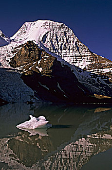冰山,湖,冰,大块,山,罗布森山省立公园,不列颠哥伦比亚省,加拿大