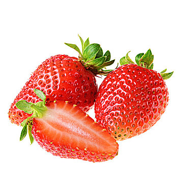成熟,有机,草莓,上方,白色背景,特写
