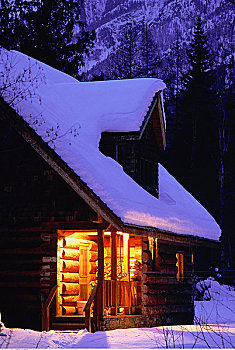 小屋,冬天,靠近,金伯利,不列颠哥伦比亚省,加拿大