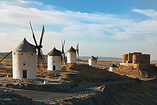 风车,城堡,康斯艾格拉,托莱多省,拉曼查,西班牙