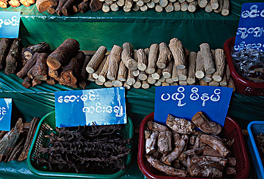 俯拍,根部,出售,市场,缅甸