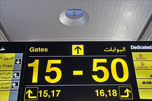 信息指示,航站楼,迪拜,国际机场,阿联酋,亚洲