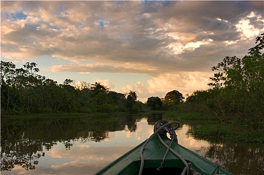 航行,亚马逊河,日落