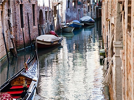 运河,小船,船,威尼斯,意大利
