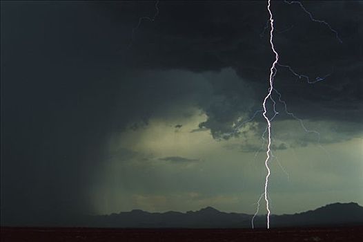 季风,雨,闪电,上方,圣塔丽塔山,亚利桑那