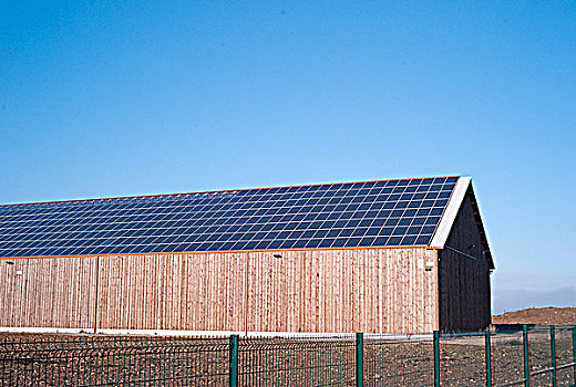 法国,巴黎,区域,农舍,太阳能电池板,屋顶