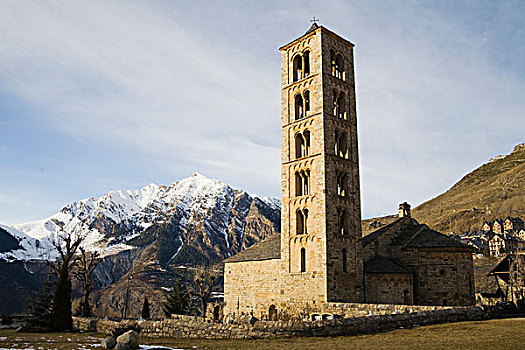 罗马式,教堂,11世纪,世纪,西班牙,比利牛斯山脉,欧洲