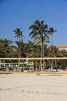 排球网,海滩,迈阿密海滩,佛罗里达,美国