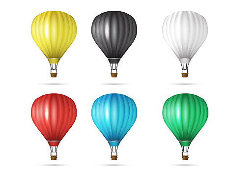 彩色,热气球,飞,装饰,夏天,休假,问候,矢量,插画