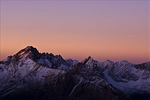 日出,天空,雪山,提洛尔,奥地利,欧洲