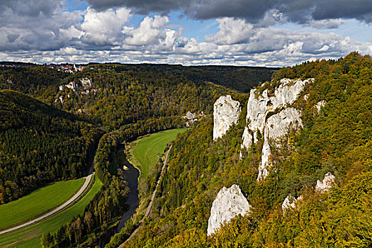 风景,石头,多瑙河,山谷,锡格马林根,地区,巴登符腾堡,德国,欧洲