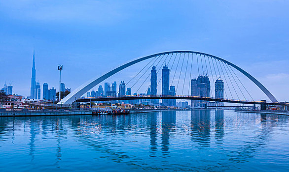 步行桥,迪拜河,水,运河,走,阿联酋