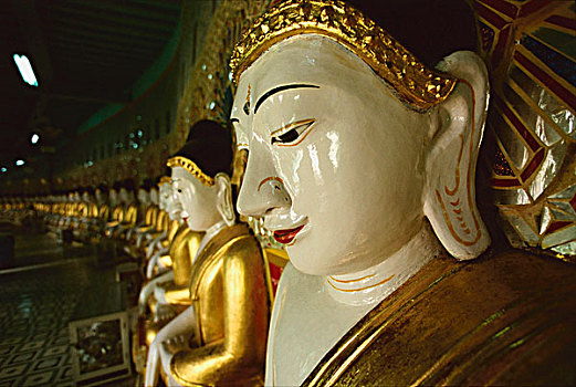 缅甸,山,曼德勒,行列,佛像