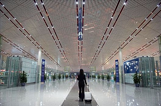 中国,北京,首府,机场,中国人,职业女性,新,航站楼,建筑,二月,2008年,世界