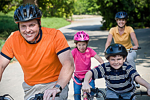 家庭,骑,自行车