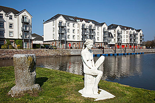 雕塑,建筑,水岸,凯瑞郡,爱尔兰