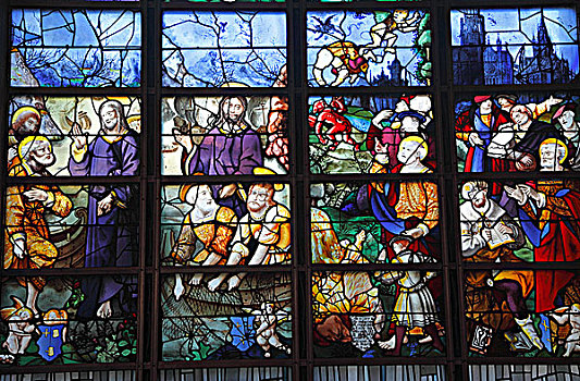 法国,诺曼底,上诺曼底,塞纳河,鲁昂,教堂,彩色玻璃窗,16世纪