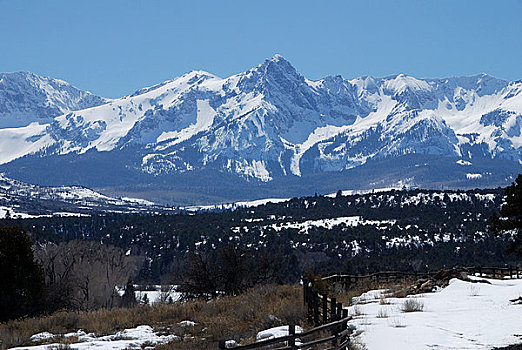 全景,积雪,山峦,落基山脉,美国