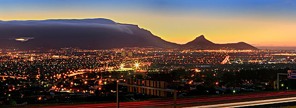 城镇,晚间,南非,非洲