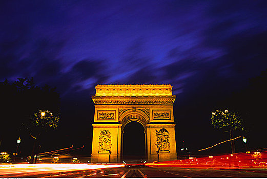 拱形,光影,途中,黄昏,巴黎,法国