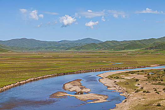 四川阿坝红原草原月亮湾风景区