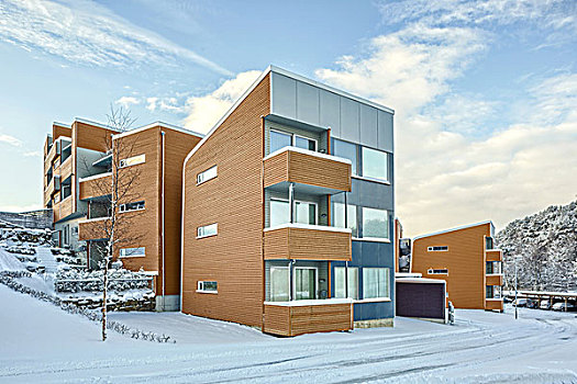 外景,低层建筑,住宅,雪,地上