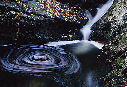 瀑布,秋叶,新布兰斯维克,加拿大