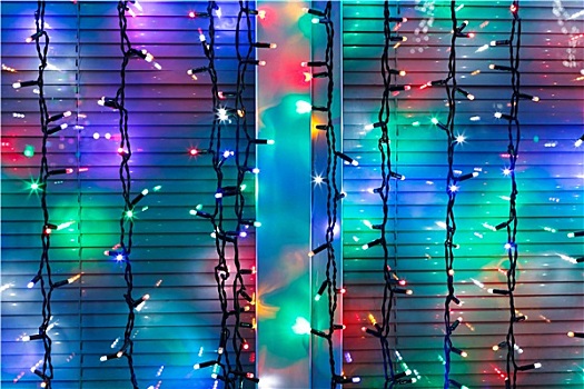圣诞节,彩色,灯,装饰,窗户