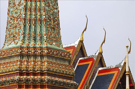 排列,庙宇,曼谷,泰国