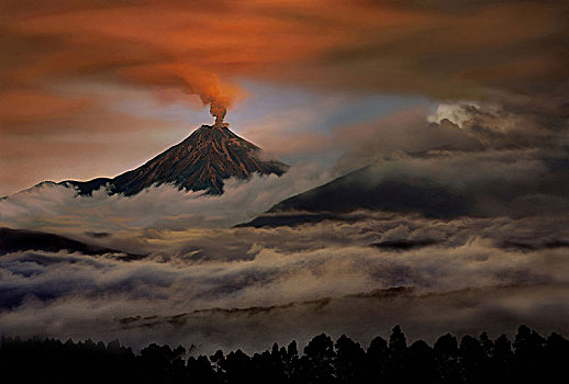 火山,喷发,厄瓜多尔,南美