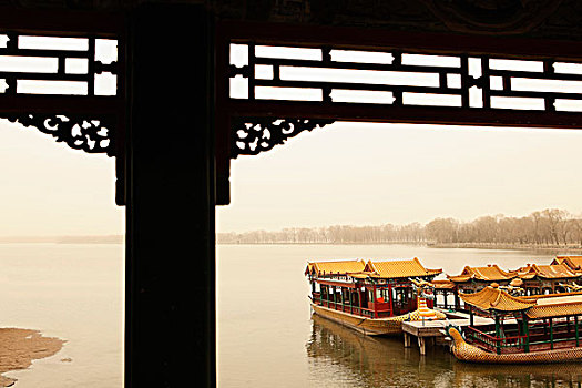 老,船,湖,颐和园,北京,中国