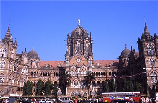 印度,马哈拉施特拉邦,孟买,维多利亚车站,火车站,交通