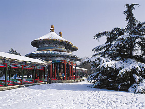 北京天坛双亭雪景