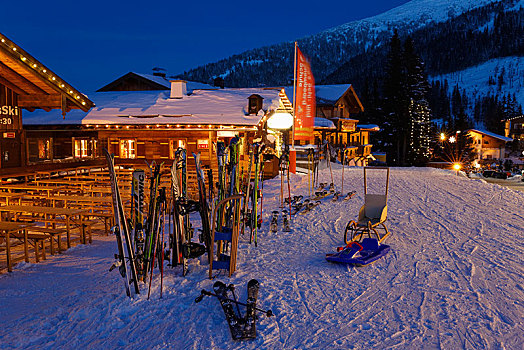 滑雪,木制屋舍,卡林西亚,奥地利,欧洲
