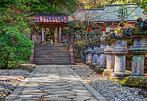 石头,小路,红色,日本寺庙,大幅,尺寸