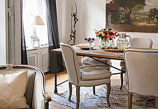 椅子,米色,家居装潢,乡村,餐桌,角,传统,客厅